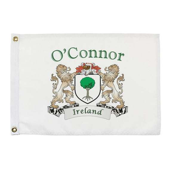 O'Connor Irish Coat of Arms Small White Flag - 16"x10.5" inches