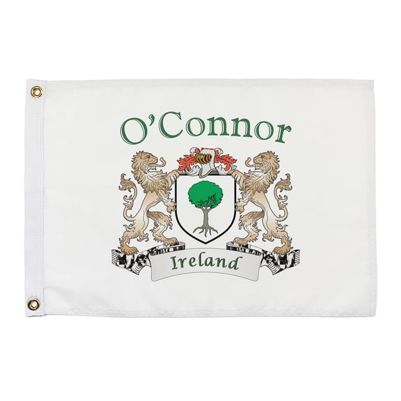 O'Connor Irish Coat of Arms Small White Flag - 16"x10.5" inches