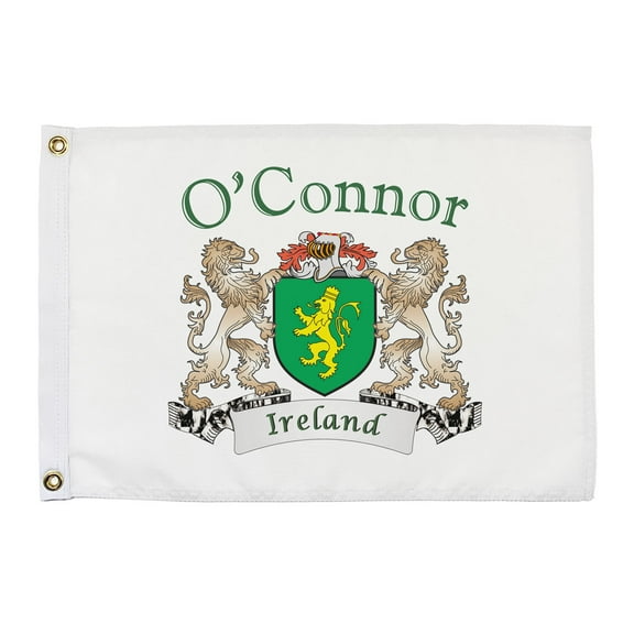 O'Connor(Kerry) Irish Coat of Arms Small White Flag - 16"x10.5" inches