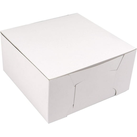 O'Creme 7 Inch x 7 Inch x 4 Inch High Square White Cake Box - Pack of 100