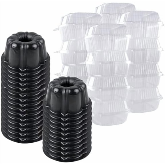 O’Creme Bakeable Plastic Mini Cake Pan with Container - Baking Pan With Non-Stick Silicone - Reusable Mold For Baking and Much More - and Clear Snap-Closure Container - 50 Cake Pans + 50 Containers