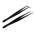 thumbnail image 1 of O'Creme Black Stainless Steel Precision Kitchen Culinary Fine-Tip Tweezer Tongs, 1 with Curved Tip and 1 with Straight Tip, 1 of 6