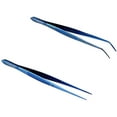 thumbnail image 1 of O'Creme Blue Stainless Steel Precision Kitchen Culinary Fine-Tip Tweezer Tongs, 1 with Curved Tip and 1 with Straight Tip, 1 of 6