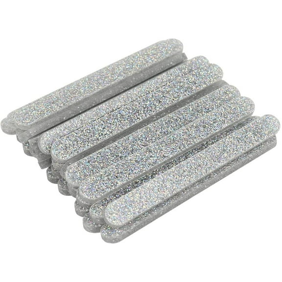 O'Creme Cakesicle Popsicle Acrylic Glitter Sticks, Pack of 50 Pieces 3 Inch Silver