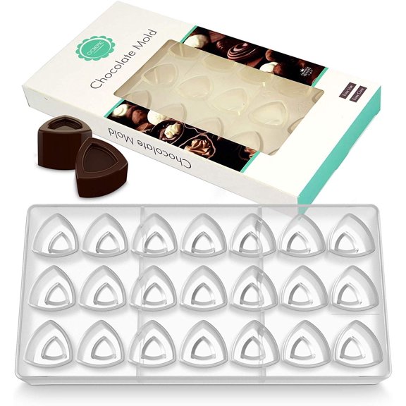 O'Creme Clear Polycarbonate Chocolate Mold Transparent Candy Mould Convex Triangle 21 Cavities