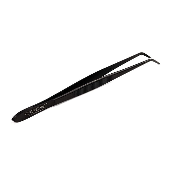 O'Creme Curved Tweezers 6.25 Inch Fine-Point Stainless Steel 6.25", Black