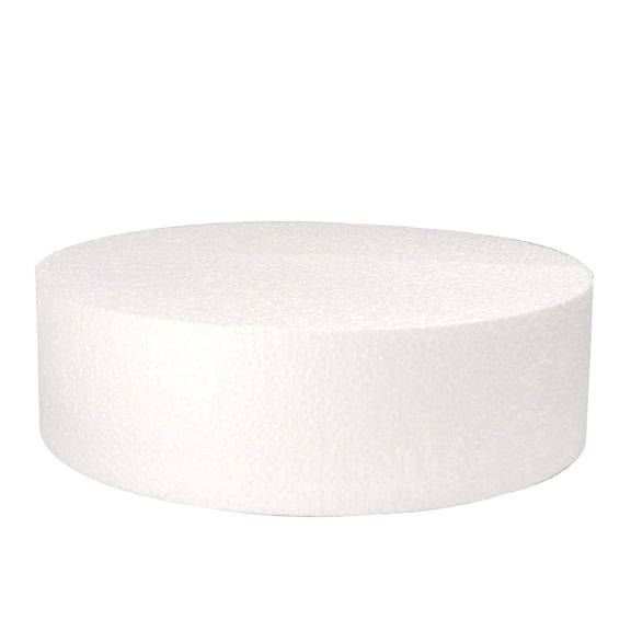O'Creme Round Cake Dummy, 9" x 3", Polystyrene Foam Display for Cake Decorating Practice Compatible with Cake Pans, Bundt Cake Mold and Mini Cake Pan