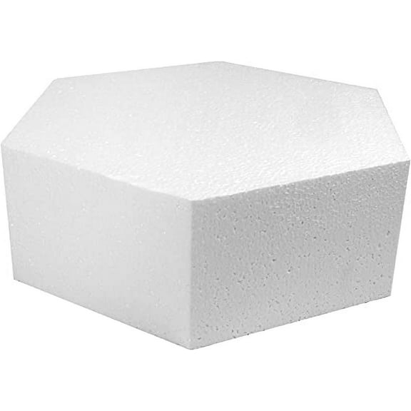 O'Creme Dummy Cake for Decorating Display Polystyrene Foam Hexagon Shape White
