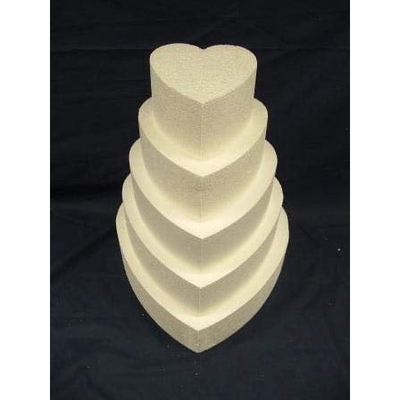 O'Creme Dummy Cake for Decorating Display Wedding Birthday Cakes Polystyrene Foam Heart Shape White
