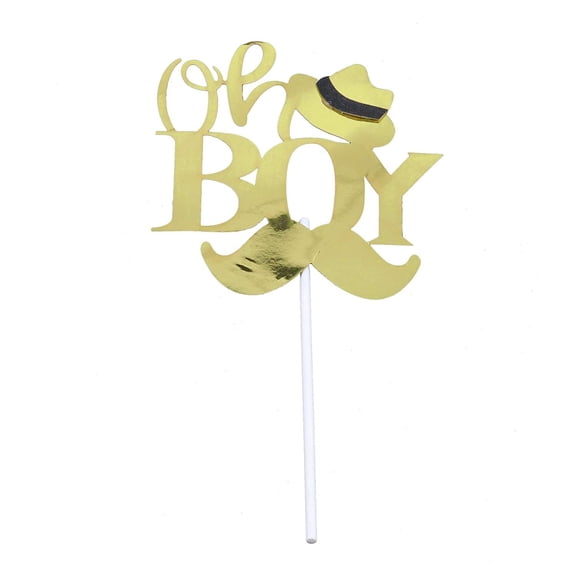 O'Creme Gold-Colored Oh Boy Cake Topper with Separate Stick
