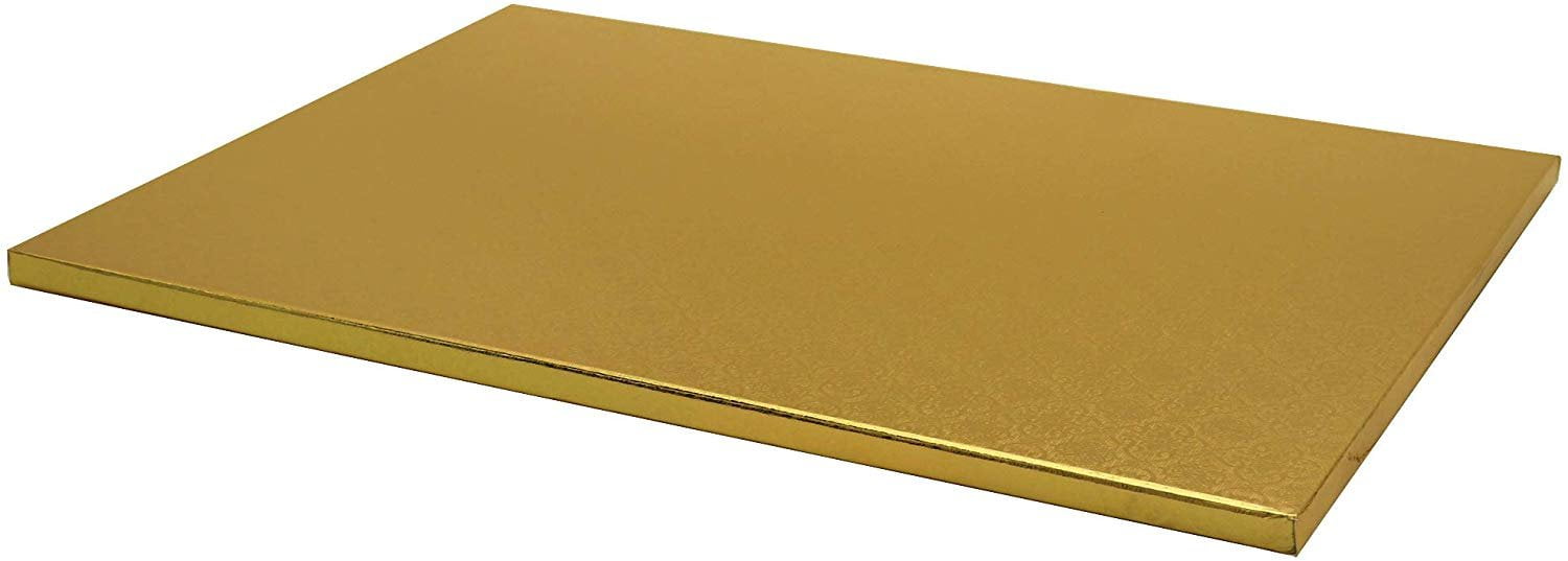 O'Creme Gold Rectangular Cake Pastry Drum Board 1/2 Inch Thick, Half