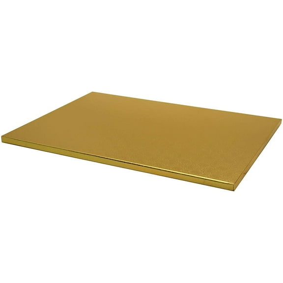 O'Creme Gold Rectangular Cake Pastry Drum Board 1/2 Inch Thick, Half-Sheet Size 13-5/8 Inch x 18-3/4 Inch - Pack of 5