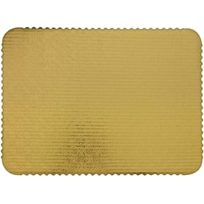 O'Creme Gold-Top Scalloped Rectangular Cake and Pastry Board 3/32 Inch Thick, 14 Inch x 18 Inch Half-Sheet Size - Pack of 10