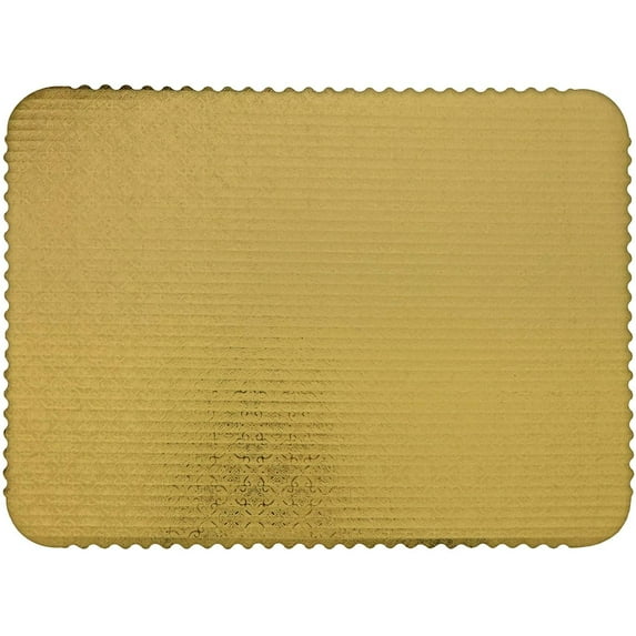 O'Creme Gold-Top Scalloped Rectangular Cake and Pastry Board 3/32 Inch Thick, 17 Inch x 25 Inch Full-Sheet Size - Pack of 10