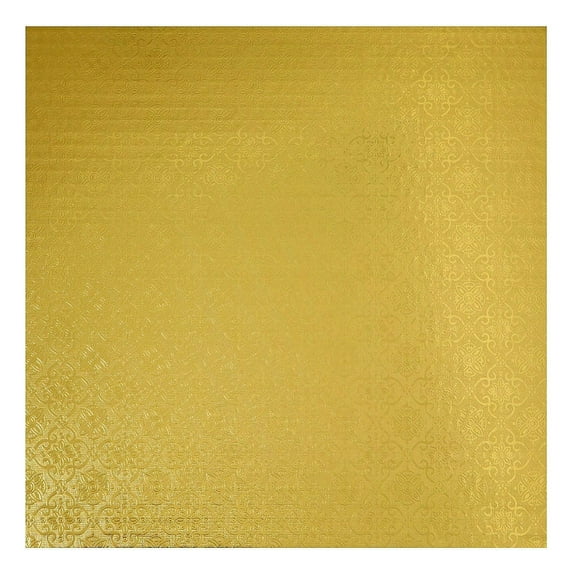 O'Creme Gold Wraparound Square Cake Pastry Drum Board 1/4 Inch Thick, 12 Inch x 12 Inch - Pack of 10