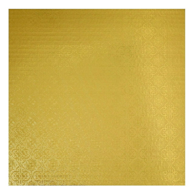 O'Creme Gold Wraparound Square Cake Pastry Drum Board 1/4 Inch Thick, 12 Inch x 12 Inch - Pack of 10