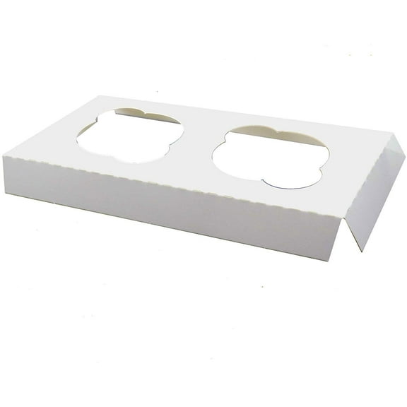 O'Creme Insert Only with White Top and Bottom for Holding 2 Cupcakes 2 of This Insert Fitting in an 8 Inch x 8 Inch Cake Box - Pack of 200