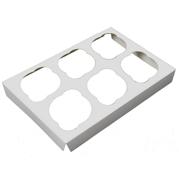 O'Creme Insert Only with White Top and Bottom for Holding 6 Cupcakes in a 10 Inch x 10 Inch Cake Box - Pack of 200