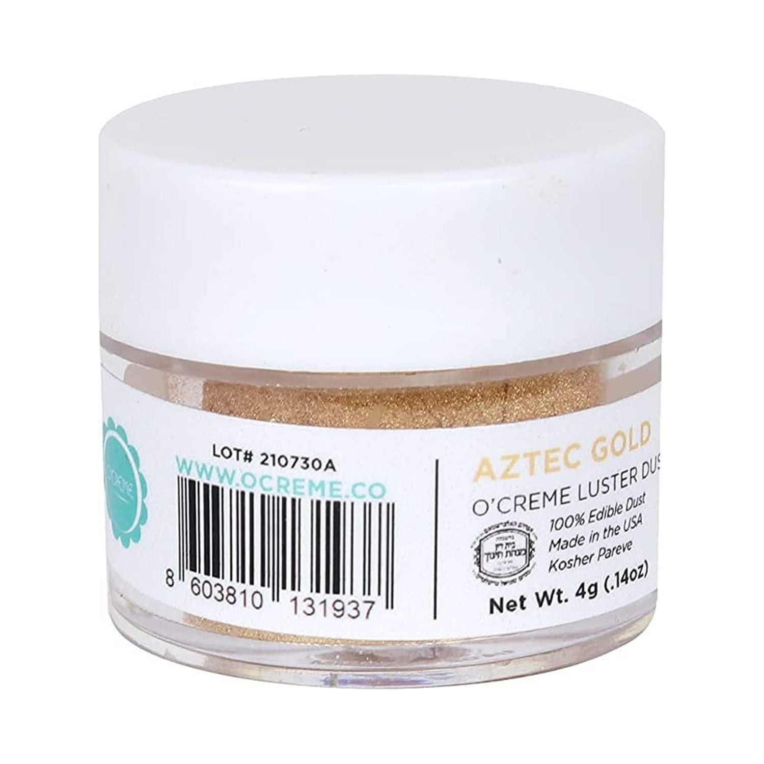 O'Creme Luster Dust, Food-Grade Edible Aztec-Gold Dust Cake Decorations: 4 Grams Baking Decorating For Cookie, Fondant, Icing, Petal, Flower, Cupcake and Cake Pop