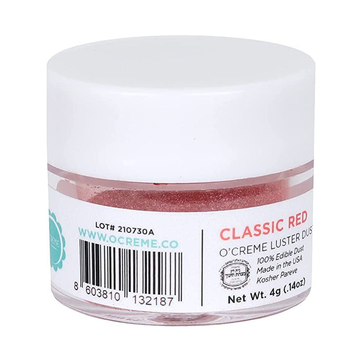 O'Creme Luster Dust, Food-Grade Edible Classic-Red Dust Cake Decorations: 4 Grams Baking Decorating For Cookie, Fondant, Icing, Petal, Flower, Cupcake and Cake Pop