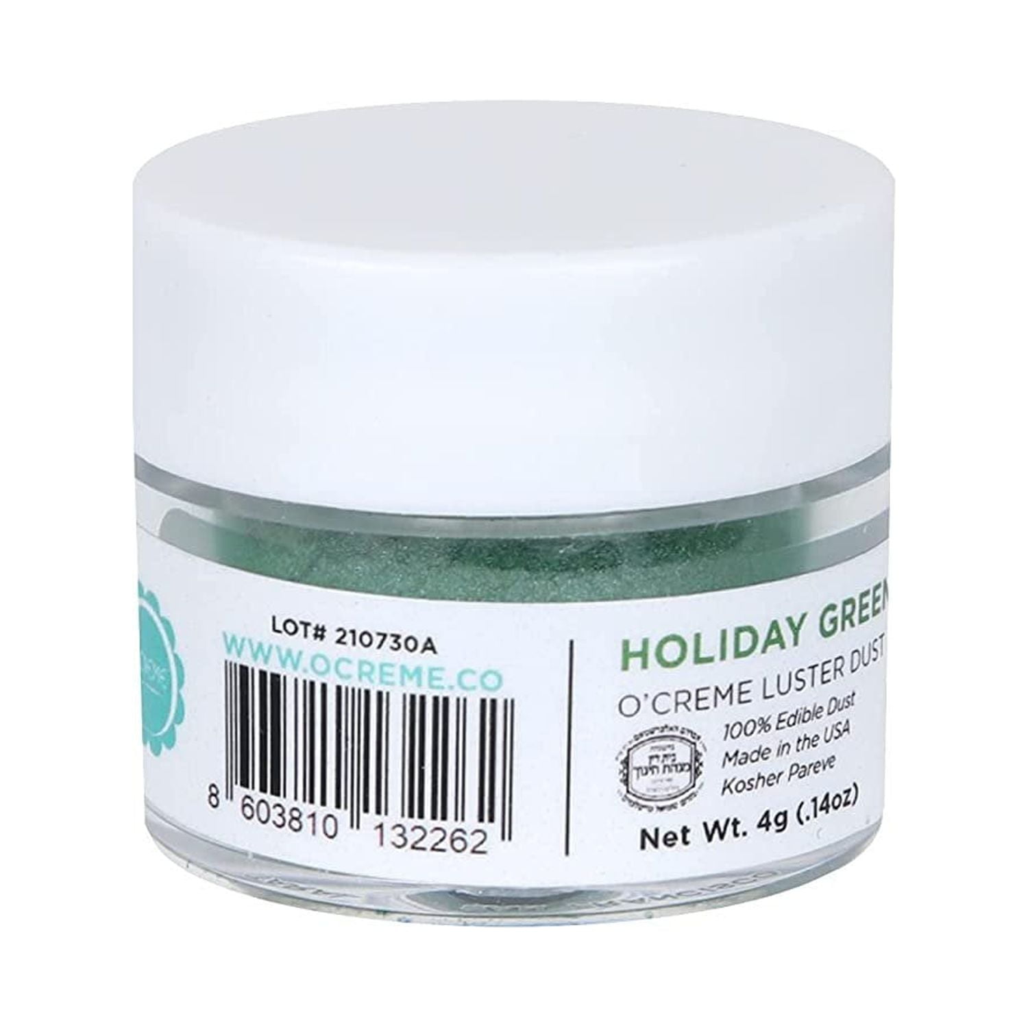 O'Creme Luster Dust, Food-Grade Edible Holiday-Green Dust Cake Decorations: 4 Grams Baking Decorating For Cookie, Fondant, Icing, Petal, Flower, Cupcake and Cake Pop