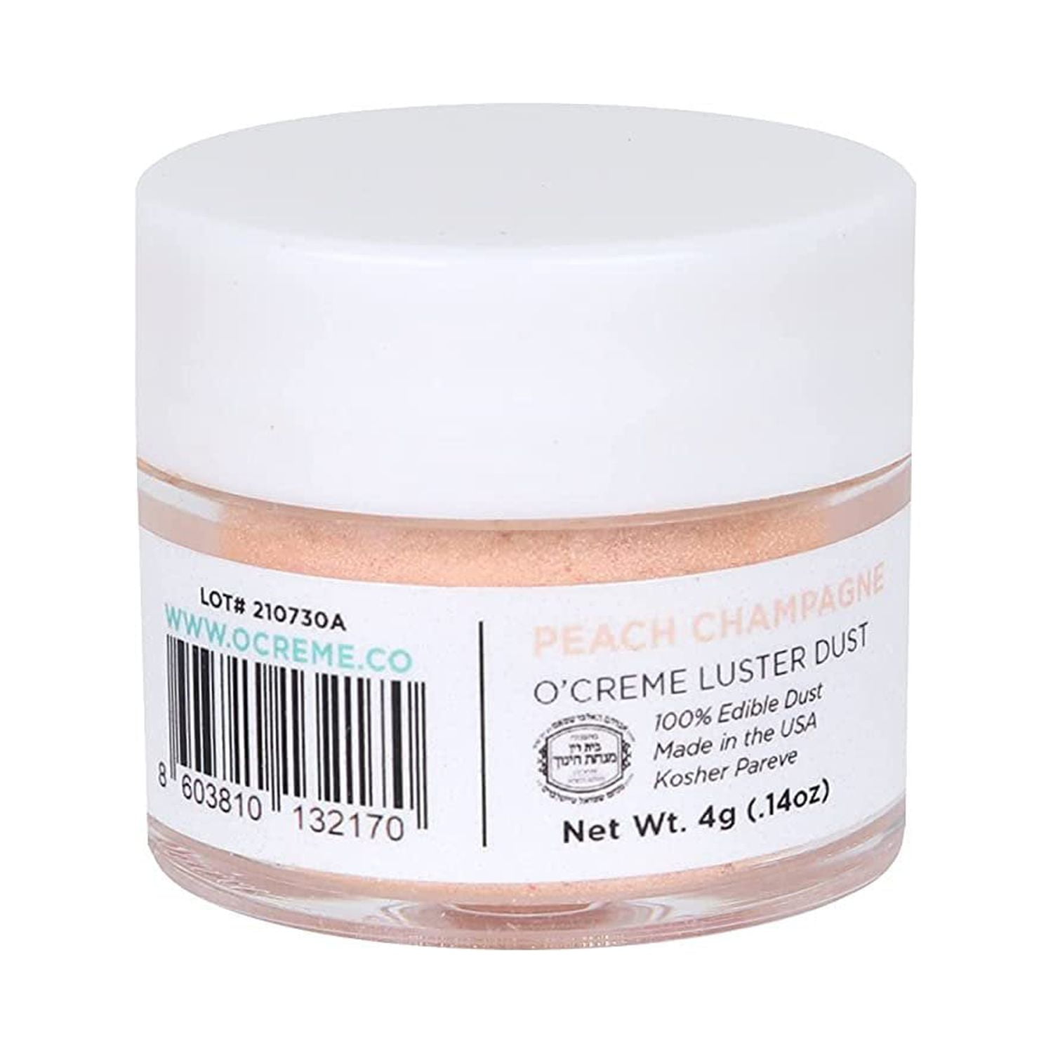 O'Creme Luster Dust, Food-Grade Edible Peach-Champagne Dust Cake Decorations: 4 Grams Baking Decorating For Cookie, Fondant, Icing, Petal, Flower, Cupcake and Cake Pop