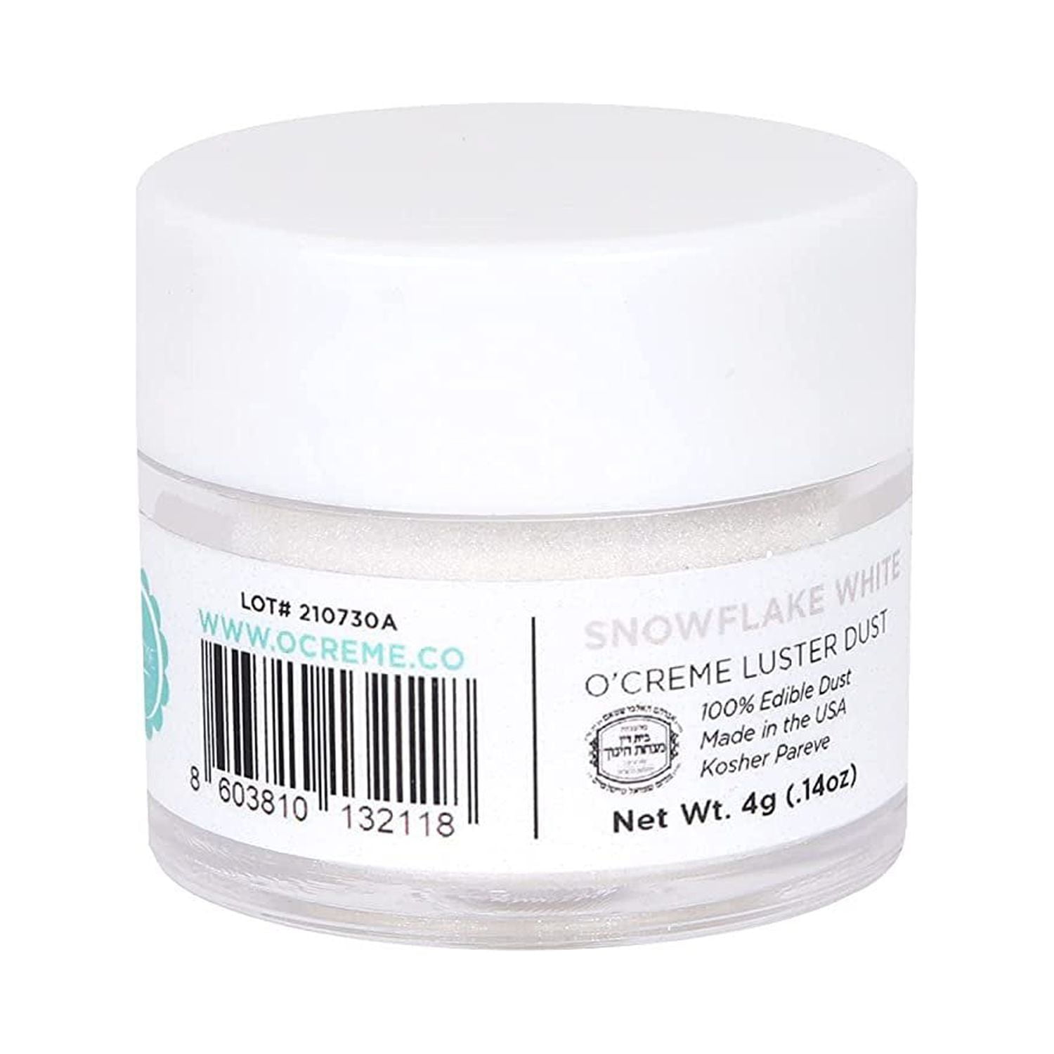 O'Creme Luster Dust, Food-Grade Edible Snowflake-White Dust Cake Decorations: 4 Grams Baking Decorating For Cookie, Fondant, Icing, Petal, Flower, Cupcake and Cake Pop