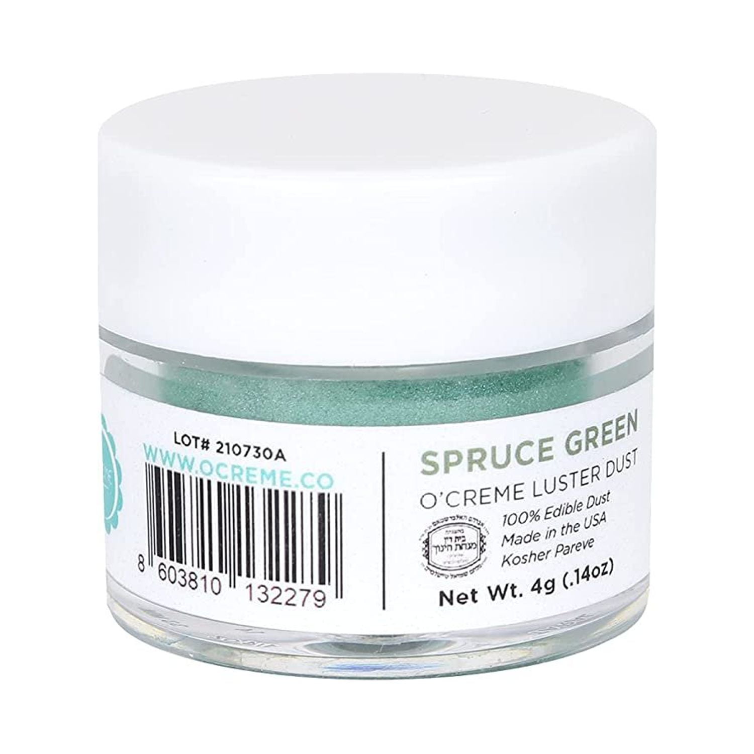 O'Creme Luster Dust, Food-Grade Edible Spruce-Green Dust Cake Decorations: 4 Grams Baking Decorating For Cookie, Fondant, Icing, Petal, Flower, Cupcake and Cake Pop