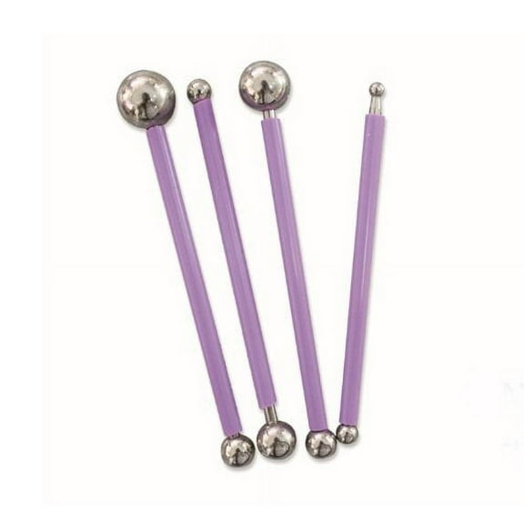 O'Creme Metal-Ball Cake Decorating Fondant Gum Paste Modeling Tools, Set of 4