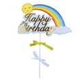 thumbnail image 1 of O'Creme Mirror-Gold-Colored Rainbow Happy Birthday Cake Topper with Separate Ribbon Bow and Plastic Stick, 1 of 1