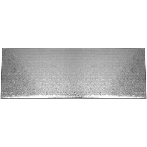 O'Creme Narrow Rectangle "Log" Cake Board Wraparound Silver Pastry Drum Board 1/4 Inch Thick, 11 Inch x 6 Inch - Pack of 10