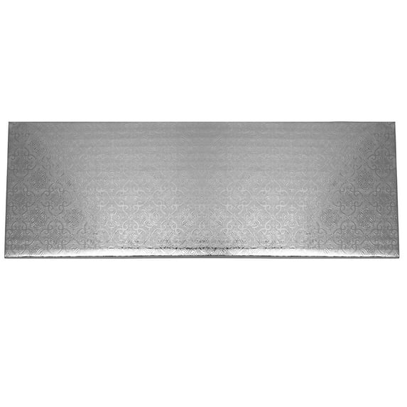 O'Creme Narrow Rectangle "Log" Cake Board Wraparound Silver Pastry Drum Board 1/4 Inch Thick, 20 Inch x 5 Inch - Pack of 10