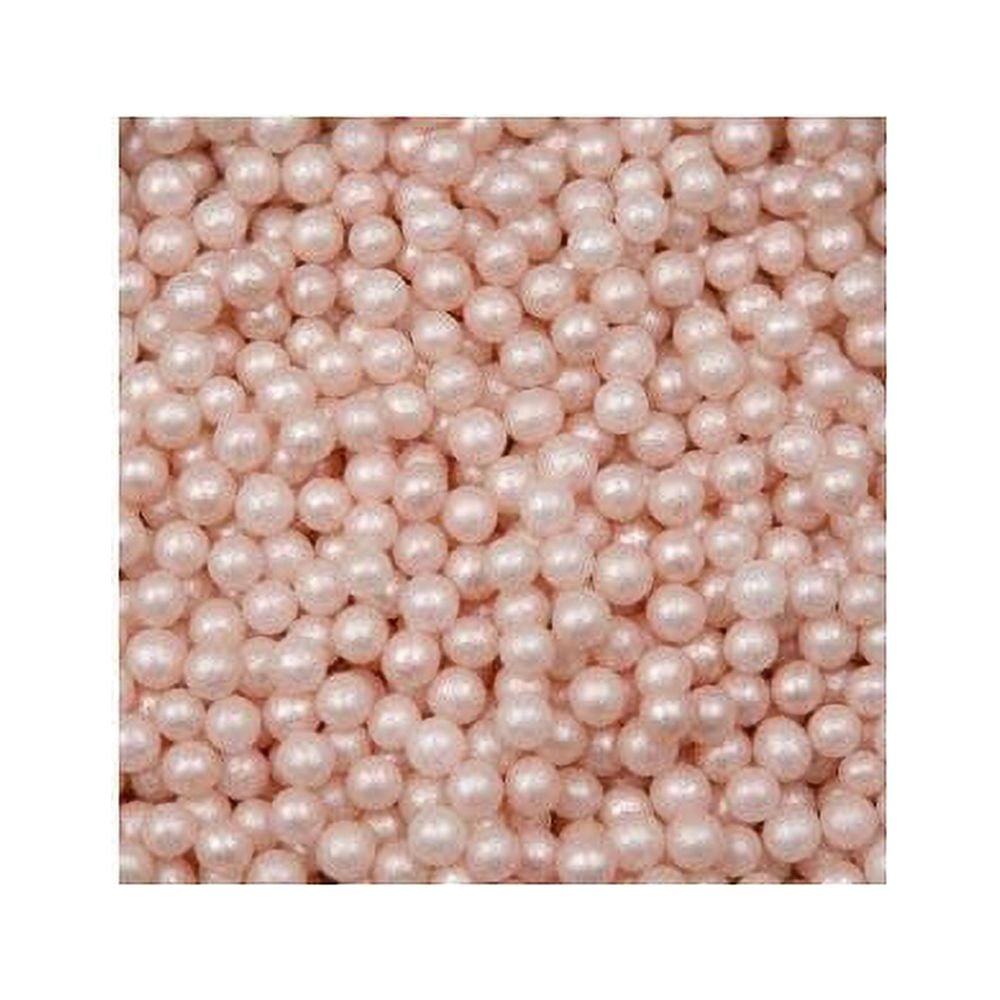O'Creme Pink-Ivory Edible Sugar Pearls Cake Decorating Supplies for Bakers: Cookie, Cupcake & Icing Toppings, Beads Sprinkles For Baking, Kosher Certified, Candy Sugar Ball Accents 4mm, 8 Oz