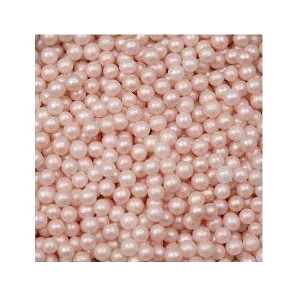 O'Creme Pink-Ivory Edible Sugar Pearls Cake Decorating Supplies for Bakers: Cookie, Cupcake & Icing Toppings, Beads Sprinkles For Baking, Kosher Certified, Candy Sugar Ball Accents 2mm, 8 Oz