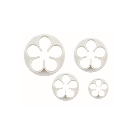 O'Creme Plastic Five-Petal-Flower Cutters 4 Different Sizes, 1 Each
