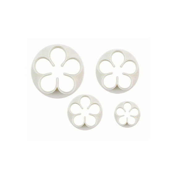 O'Creme Plastic Five-Petal-Flower Cutters 4 Different Sizes, 1 Each