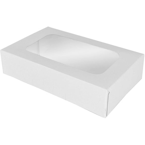 O'Creme Rectangular Window Pie Box 8.5 Inch x 5.5 Inch x 2 Inch High - 200 Pieces White
