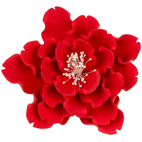 O'Creme Red Extra Large Peony Gumpaste Edible Flower for Cake Decorating, 7"