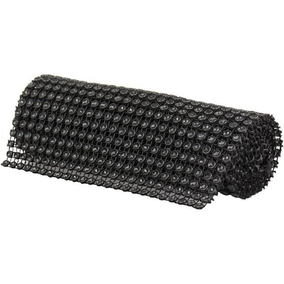 O'Creme Rhinestone Mesh Ribbon Wrap 24 Row 4-1/2 Inch Wide x 1 Yard, Black