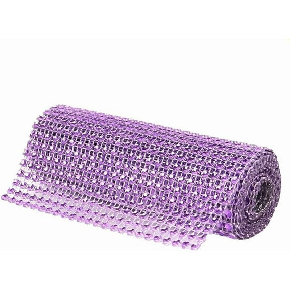 O'Creme Rhinestone Mesh Ribbon Wrap 24 Row 4-1/2 Inch Wide x 1 Yard, Purple