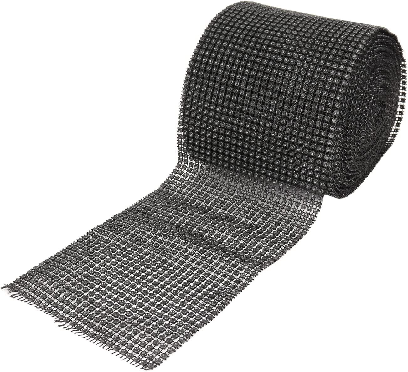 O'Creme Rhinestone Mesh Ribbon Wrap 24 Row 4-1/2 Inch Wide x 10 Yards, Black