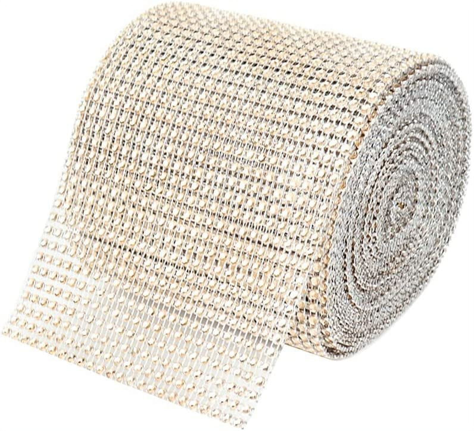 O'Creme Rhinestone Mesh Ribbon Wrap 24 Row 4-1/2 Inch Wide x 10 Yards, Champagne