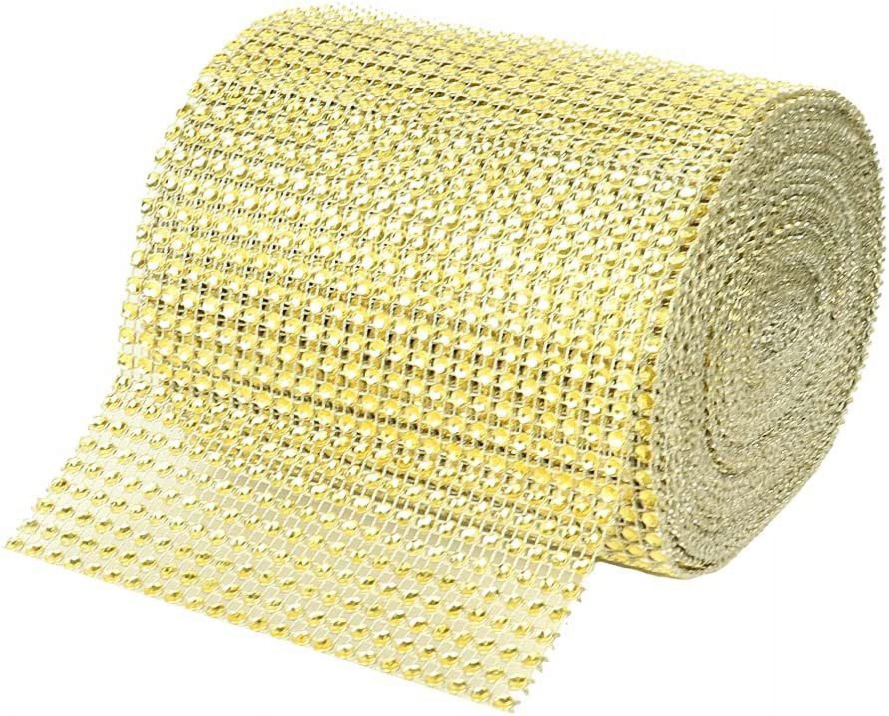 O'Creme Rhinestone Mesh Ribbon Wrap 24 Row 4-1/2 Inch Wide x 10 Yards, Gold