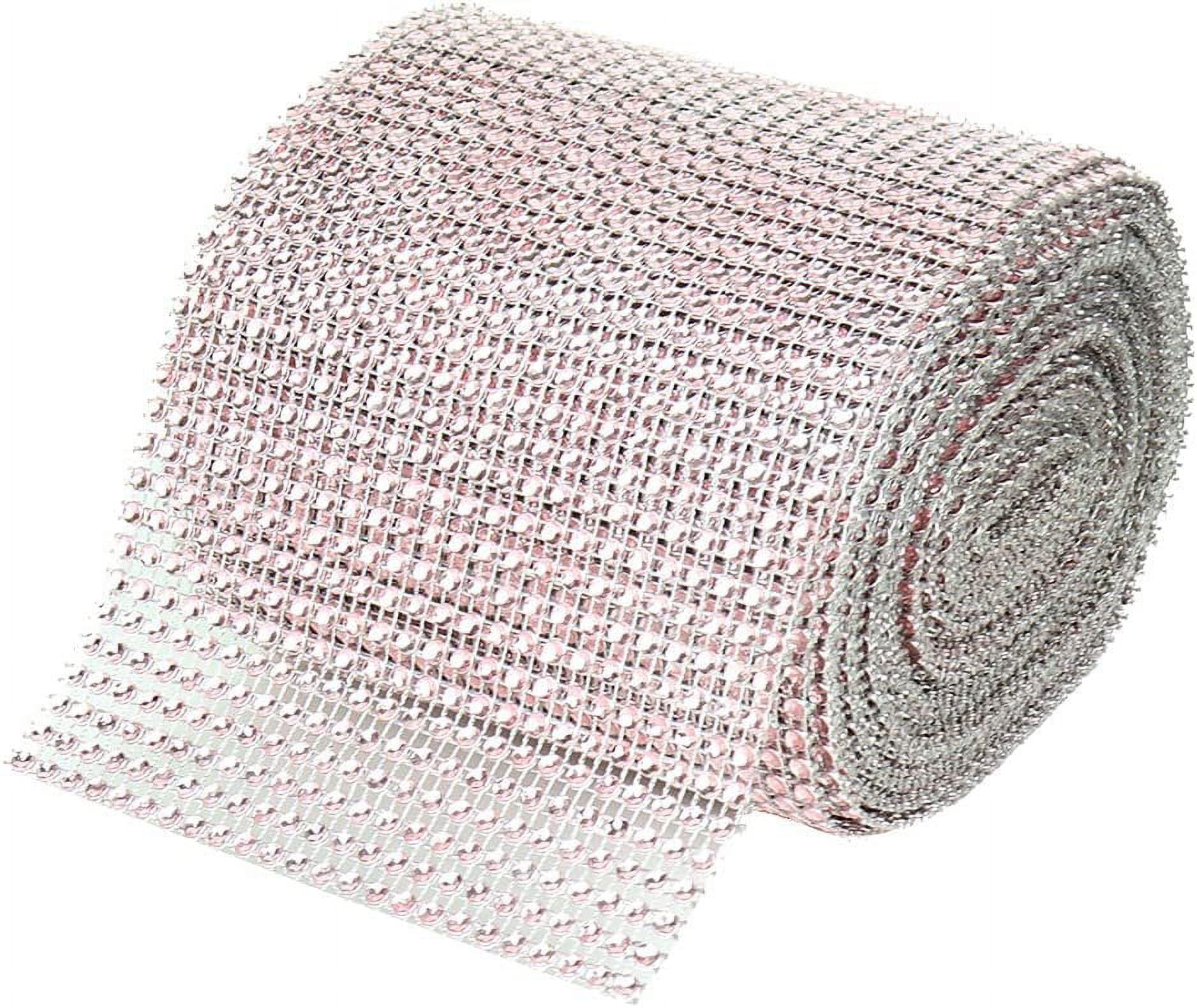 O'Creme Rhinestone Mesh Ribbon Wrap 24 Row 4-1/2 Inch Wide x 10 Yards, Light Pink