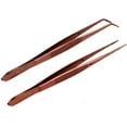 thumbnail image 1 of O'Creme Rose Gold Stainless Steel Precision Kitchen Culinary Fine-Tip Tweezer Tongs, 1 with Curved Tip and 1 with Straight Tip, 1 of 6