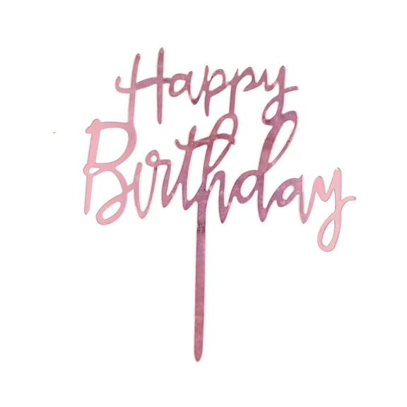 O'Creme Script Happy Birthday Flexible-Acrylic Cake Topper
