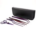 thumbnail image 1 of O'Creme Set of Culinary Tweezer Tongs 8 Inch Straight, 8 Inch Offset and 8 Inch Curved, Plus Super Sharp Chef Scissors, Total 4 Pieces Purple, 1 of 6