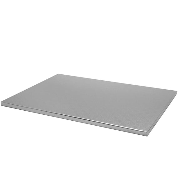 O'Creme Silver Rectangular Cake Pastry Drum Board 1/2 Inch Thick, Full-Sheet Size 17-5/8 Inch x 25-1/2 Inch - Pack of 5