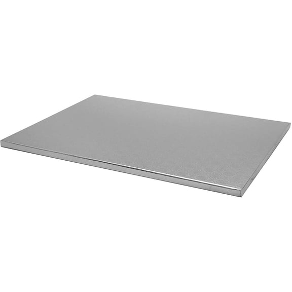 O'Creme Silver Rectangular Cake Pastry Drum Board 1/2 Inch Thick, Quarter-Sheet Size 9-3/4 Inch x 13-3/4 Inch - Pack of 5