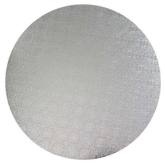 O'Creme Silver Wraparound Cake Pastry Round Drum Board 1/4 Inch Thick, 14 Inch Diameter - Pack of 10